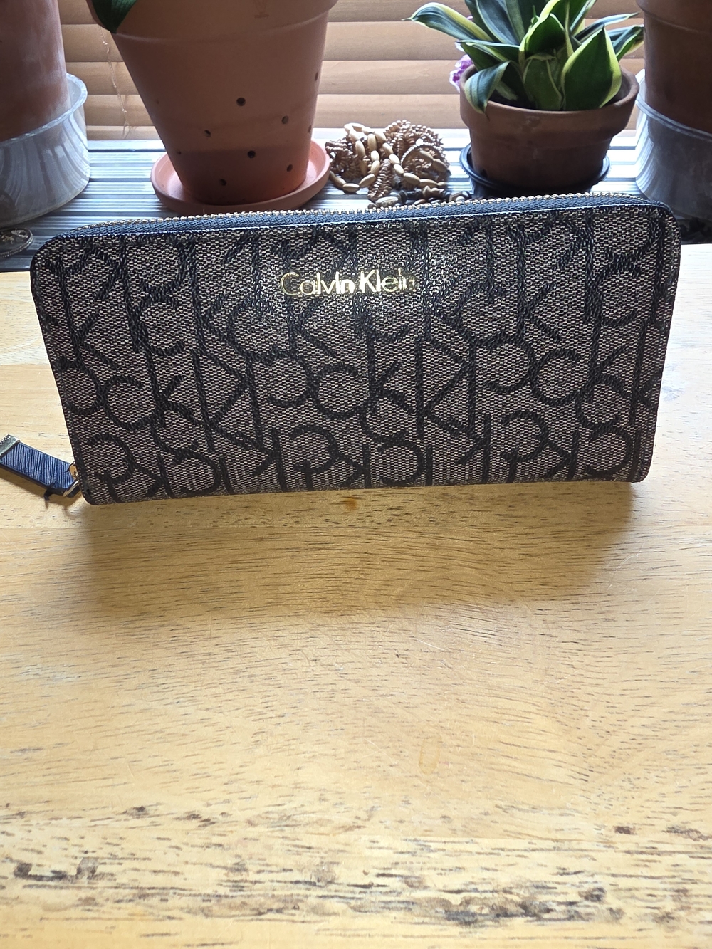 Calvin Klein Signature Zip Monogram Wallet